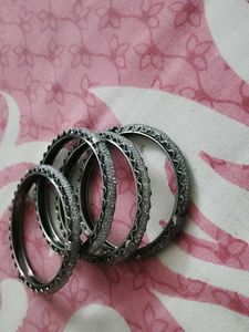 Set of 4 Oxidized Silver Bangles