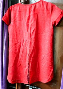 Red Synthetic Western Top