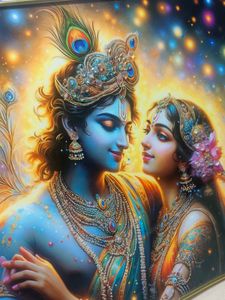 Krishna Radha crystal bubble frame