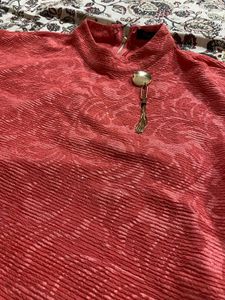 Coral Textured Bell Sleeve Top