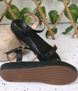 Women Buckle Fastening Open Toe Slingback Fl