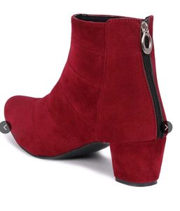Chic Red Suede Ankle Boots