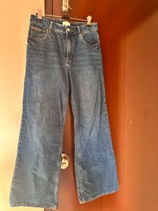 Wide Leg Blue Denim Jeans