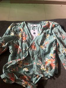 Floral Print Wrap Top
