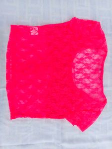 Shein Neon Pink Lace Crop Top