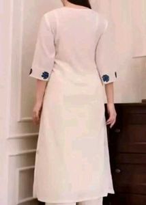 Elegant Cream Kurta Set with Blue Embroidery
