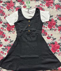 Girls' Dark Grey Pinafore Dress