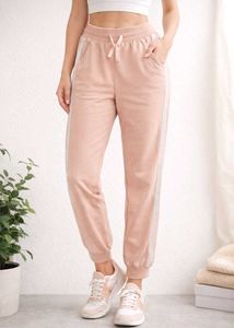 Comfortable Pink Joggers with Sparkle Side Stripe