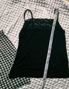 Houndstooth Skirt &amp; Black Cami Set