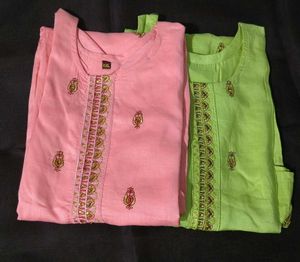 Stylish Peach and green  Kurtas