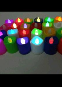 New Pack Of 24 Led Candles Coloured