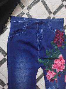 Floral Print Denim Style Leggings