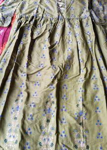 Women Olive Green Ethnic Gowns