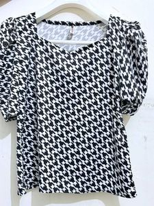 Houndstooth Print Top