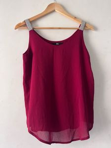 New Burgundy Tank Top with Embellished Straps