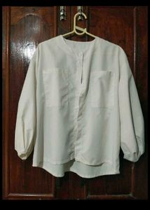 Puffed sleeves Blouse with Pockets