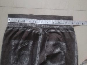 Stylish Distressed Grey Denim Look Leggings