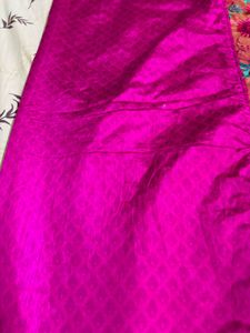Vibrant Magenta Embroidered half saree model