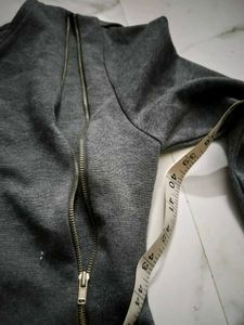 Grey Long Sleeve Zipper Dress