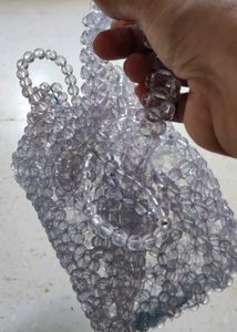 Crystal beads transaprent hand potli clitch