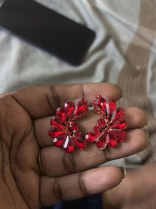Sparkling Red Gemstone Earrings