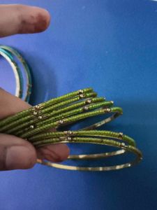 Green &amp; Blue Beaded Bangles