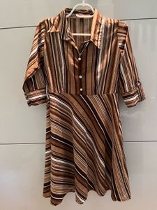 Striped brown collared Dress