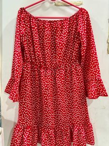 Red &amp; White Off-Shoulder Dress