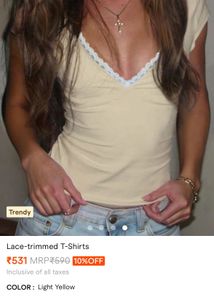 pastel yellow lace V-Neck savana top