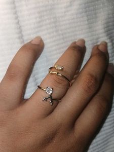 Stackable Rings with CZ Gems antitarnish pair of 2