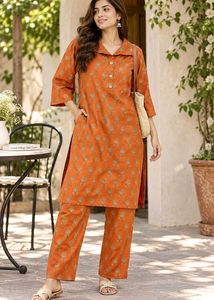 L, XL and 2XL Rust Printed Co-ord Set