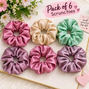 Pack of 6 Satin Scrunchies