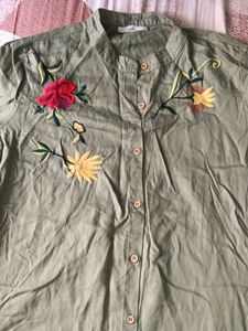 Embroidered Green Kurta