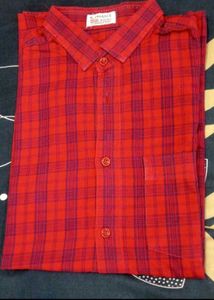Men's Red Plaid Button-Up Shirt