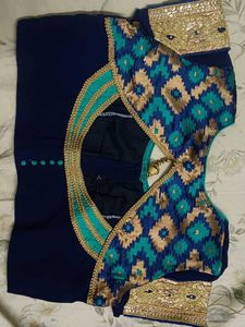 Designer Navy Blue Saree Blouse