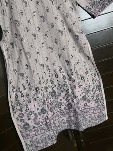 Grey Printed Kurta with Dupatta
