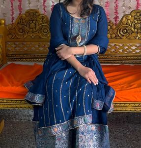 Beautiful Blue Kurta Set with Intricate Embroidery