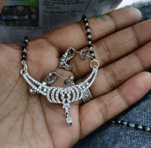 925 Silver Manglasutra With Studs