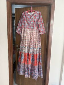 Vibrant Printed silk Anarkali