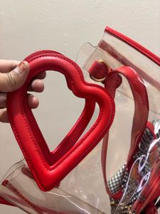 Chic Transparent Tote Bag with Red Heart Handles