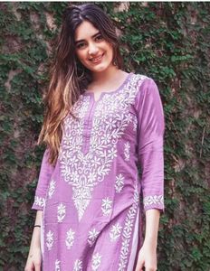 Elegant Purple Chikankari Kurta