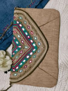 Very Beautiful Embroidery Jeans With Purse