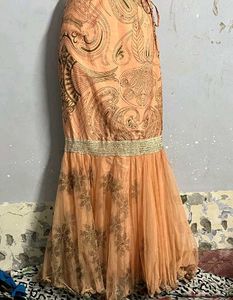 Stunning Peach Sequin Lehenga Choli Set