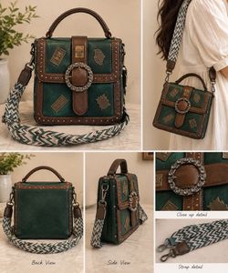 Unique Green & Brown Handbag