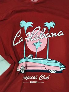 Red "La Habana Tropical Club" Graphic T-Shirt
