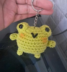 Handmade Crochet Frog Keychain