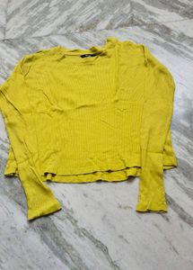 Yellow Ribbed Long Sleeve Top