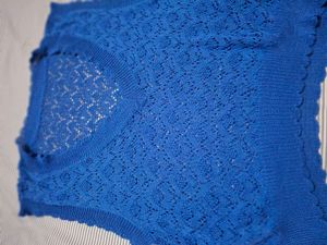Blue Crochet Knit Top