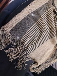 Elegant Striped Scarf with Fringe