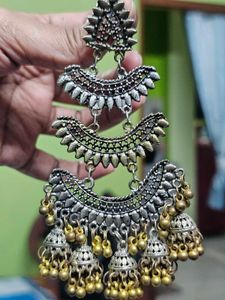 Oxidised Jhumka Earrings